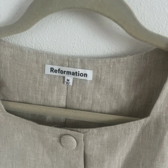 NWT Reformation Danna Linen Dress in Oatmeal, size medium - Picture 4 of 6